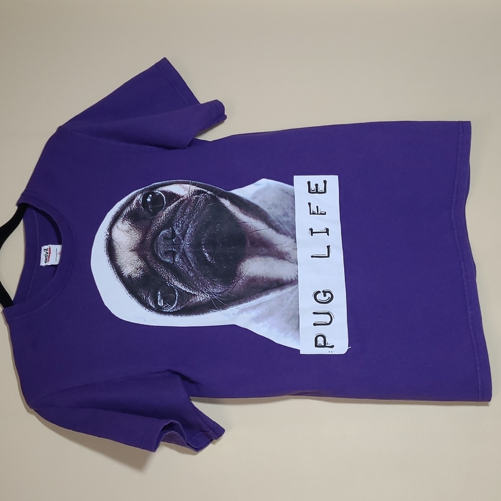" Pug Life " Graphic Tee, NWOT, Purple, Unisex Small